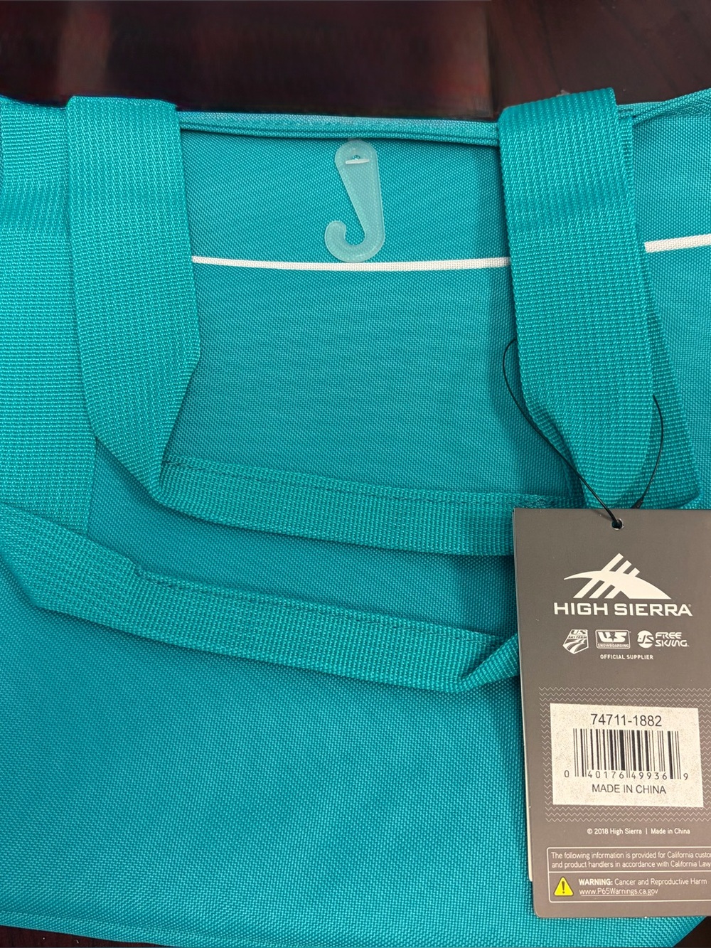 High Sierra Teal Lunch Tote with White Trim